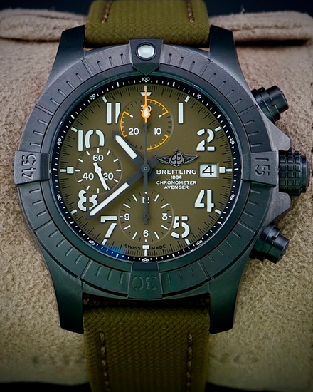 2025 Breitling Avenger Night Mission 45MM Green Dial Leather Strap (V13317101L1X1)