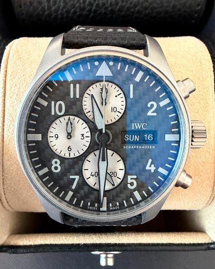 2024 IWC Schaffhausen Pilot "AMG Edition" 43MM Carbon Fiber Dial Leather Strap (IW377903)
