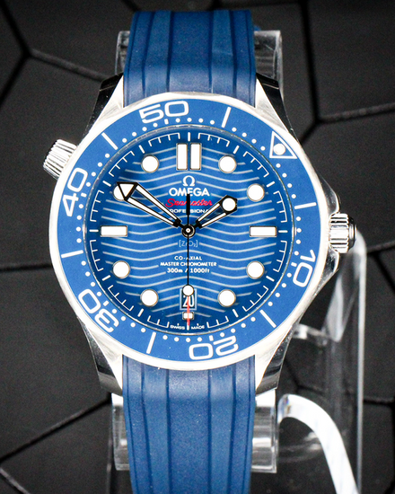 No Reserve - 2023 Omega Seamaster Diver 300M 42MM Blue Dial Rubber Strap (210.32.42.20.03.001)