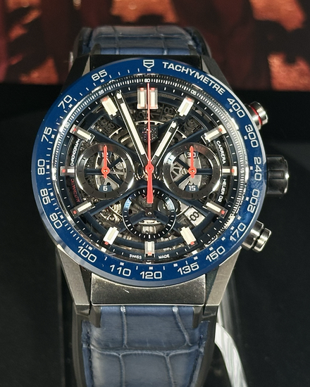 No Reserve - 2023 Tag Heuer Carrera 43MM Skeleton Dial Leather Strap (CBG2011.FC6430)