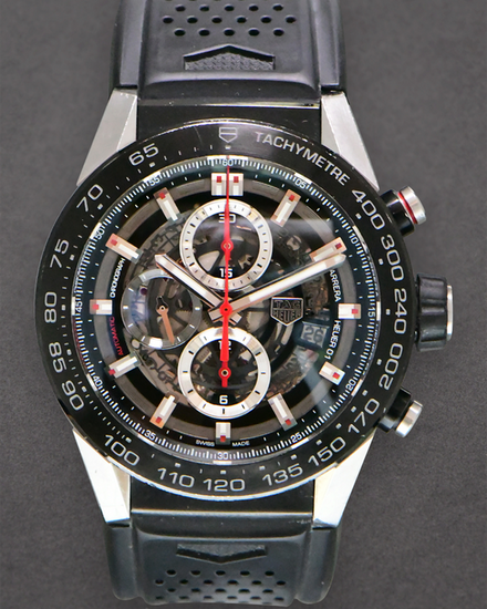 Tag Heuer Carrera  45MM Skeleton Dial Rubber Strap (CAR2A1Z.FT6044)