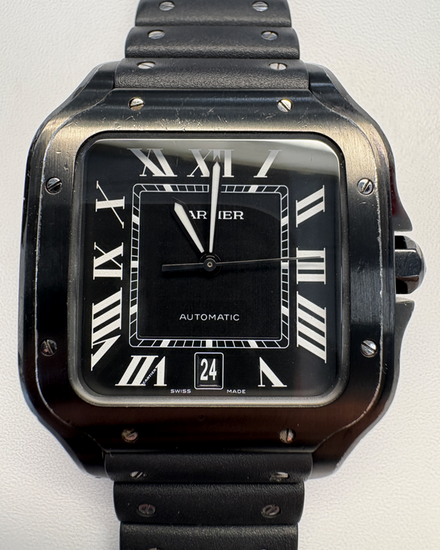 No Reserve - 2024 Cartier Santos De Cartier 39.8MM Black Dial Rubber Strap (WSSA0039)