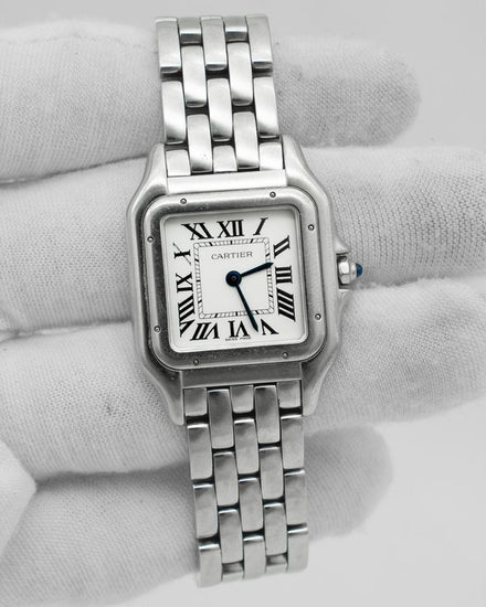 2018 Cartier Panthère De Cartier 27MM Quartz White Dial Steel Bracelet (WSPN0007)