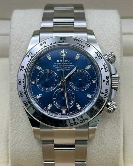 2021 Rolex Cosmograph Daytona 40MM Blue Dial White Gold Oyster Bracelet (116509)