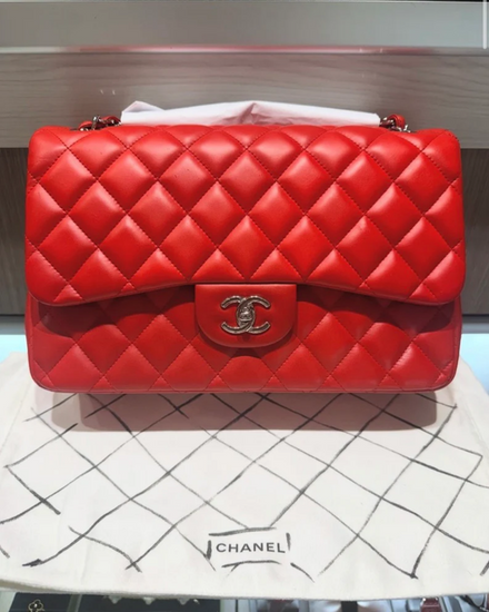 Chanel Accessories Double Flap Jumbo Bag 7.8 x 11.8 x 3.5IN Leather Silver-Tone Hardware Chain/Leather Strap (Double Flap Jumbo)
