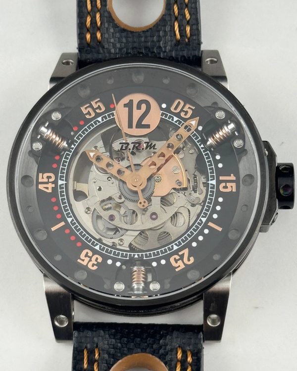 B.R.M Chronograph Racing V6-44 SPORT 44MM Skeleton Dial Leather Strap (V6-44-SA-SQ-5N)