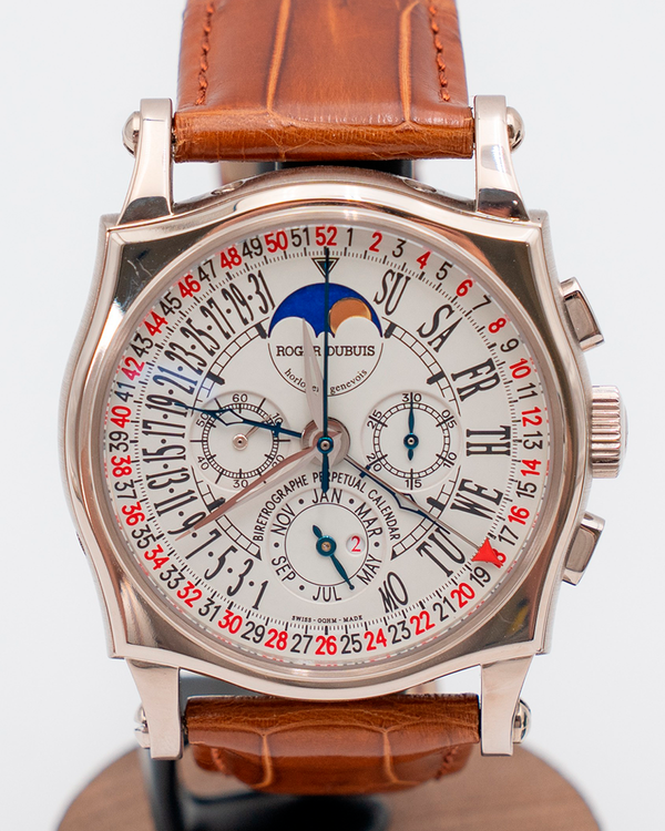 Roger Dubuis Sympathie Retrographe Perpetual Calendar L.E. 44MM Silver Dial Leather Strap (S43 5610 0)