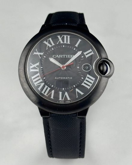 Cartier Ballon Bleu 42.1MM Black Dial Textile Strap (WSBB0015)