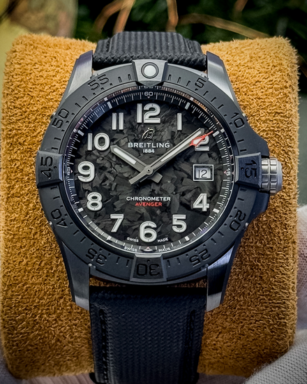 2026 Breitling Avenger Night Mission 42MM Carbon Fiber Dial Leather Strap (S17328101B1X1)