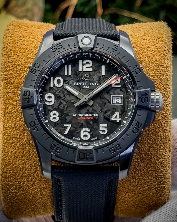 2026 Breitling Avenger Night Mission 42MM Carbon Fiber Dial Leather Strap (S17328101B1X1)