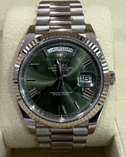 2024 Rolex Day-Date 40MM Green Dial White Gold President Bracelet (228239)