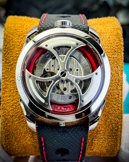 MB&F MAD Edition 1 Edition Red 42MM Skeleton Dial Leather Strap (M.A.D. 1)