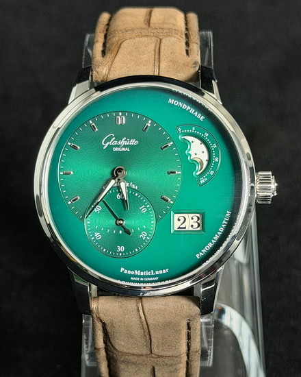 2026 Glashütte Original PanoMaticLunar 40MM Green Dial Leather Strap (1-90-02-13-32-62)