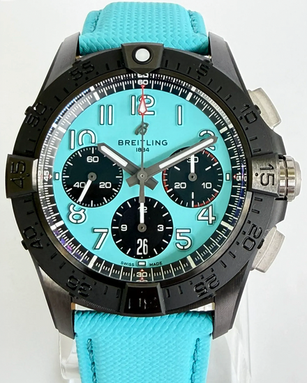 No Reserve - Breitling Avenger B01 Chronograph 42MM "Tiffany" Turquoise Dial Leather Strap (SB0146)