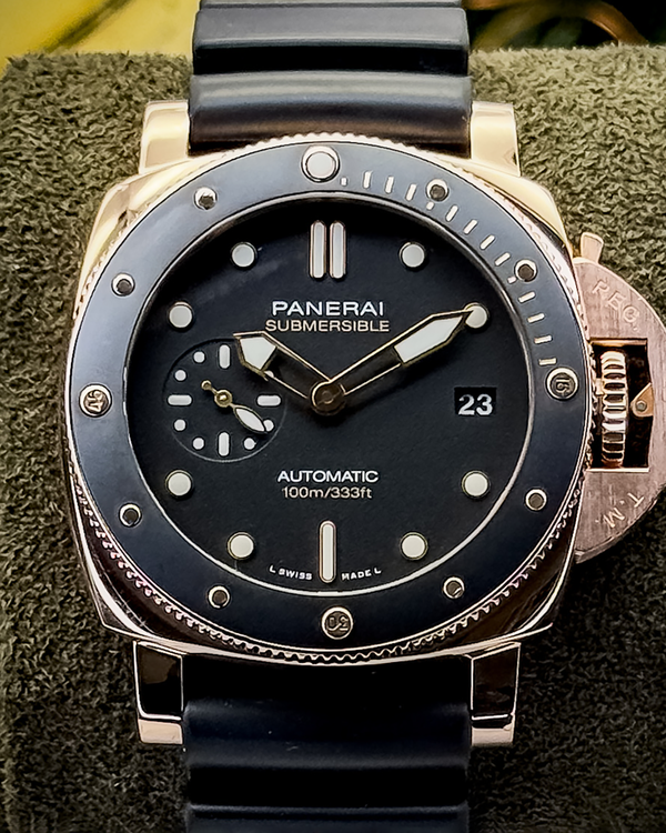 2020 Panerai Submersible Goldtech 42MM Black Dial Rubber Strap (PAM00974)
