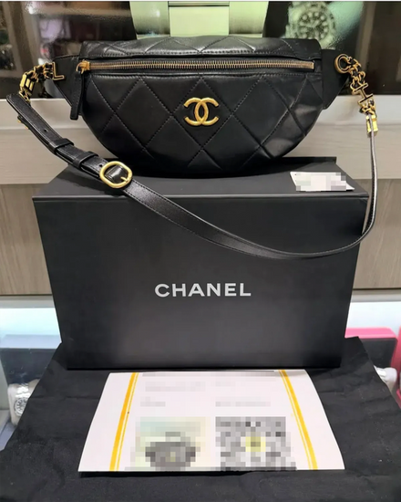 Chanel Accessories Quilted Waist Bag 10.5 x 6.25 x 0.5IN Leather Gold-Tone Hardware Leather Strap (Quilted Waist Bag)