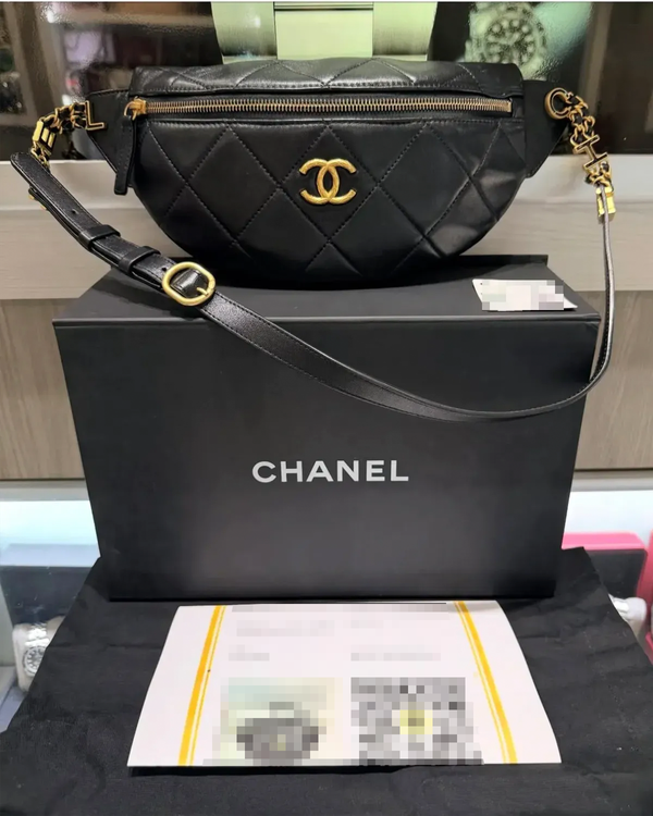 Chanel Accessories Quilted Waist Bag 10.5 x 6.25 x 0.5IN Leather Gold-Tone Hardware Leather Strap (Quilted Waist Bag)