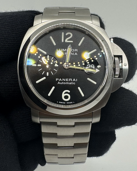 2011 Panerai Luminor Marina 44MM Black Dial Steel Bracelet (PAM00299)