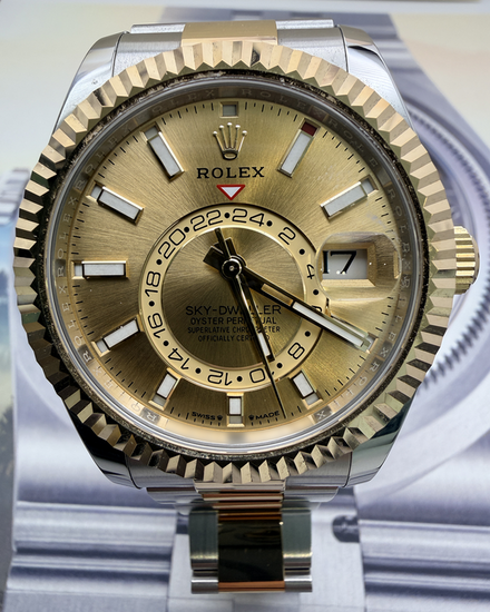 2024 Rolex Sky-Dweller 42MM Champagne Dial Two-Tone Oyster Bracelet (336933)