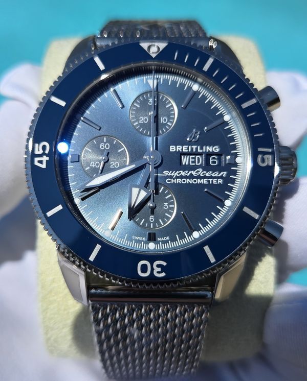 No Reserve - 2026 Breitling Superocean Heritage II Chronograph 44MM Blue Dial Steel Bracelet (A13313)