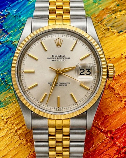 No Reserve - Rolex Datejust 36MM Silver Dial Aftermarket Two-Tone Steel Bracelet (1601)
