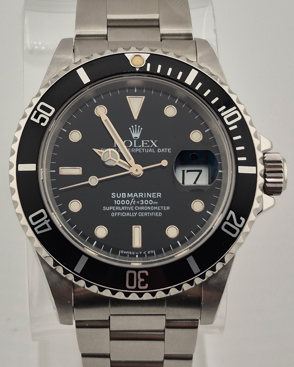 No Reserve - 1996 Rolex Submariner Date 40MM Black Dial Oyster Bracelet (16610)