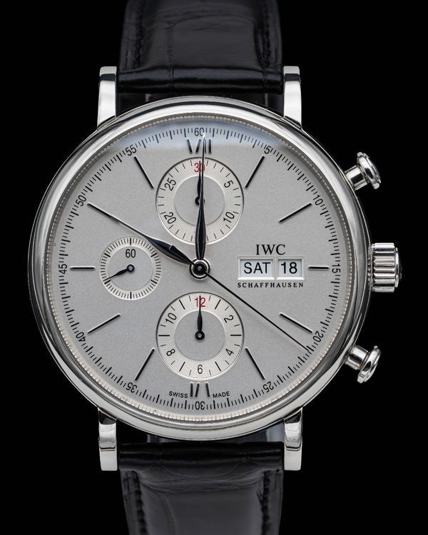2020 IWC Schaffhausen Portofino Chronograph 42MM Silver Dial Leather Strap (IW391027)