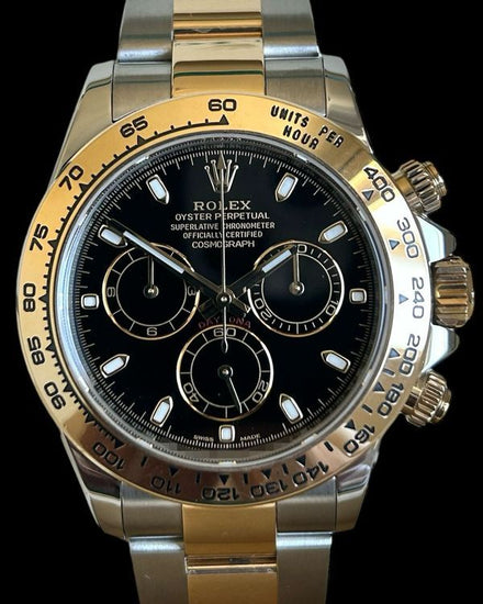No Reserve - 2017 Rolex Cosmograph Daytona 40MM Black Dial Two-Tone Oyster Bracelet (116503)