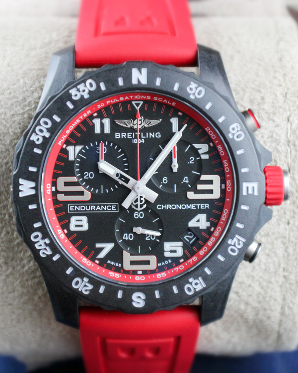 Breitling Endurance Pro 44MM Quartz Black Dial Rubber Strap (X82310)