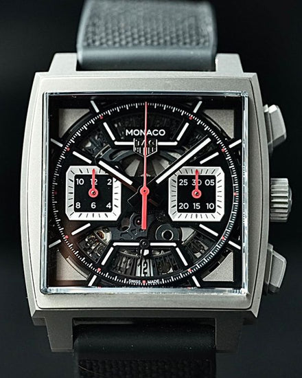 2024 Tag Heuer Monaco Titanium 39MM Skeleton Dial Rubber Strap (CBL2183.FT6236)