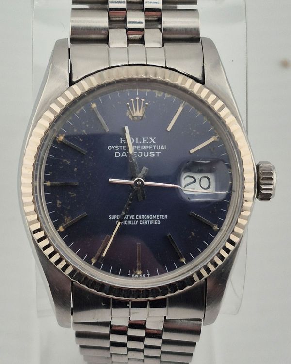 1984 Rolex Datejust 36MM Blue Tritium "Tropical Effect" Dial Jubilee Bracelet (16014)