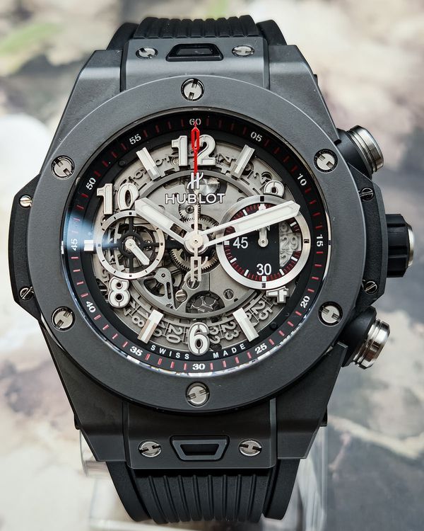 2016 Hublot Big Bang Unico "Black Magic" 45MM Skeleton Dial Rubber Strap (411.CI.1170.RX)