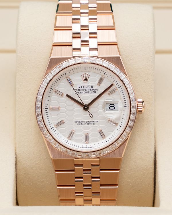 2026 Rolex Land-Dweller 36MM White Dial Rose Gold Flat Jubilee Bracelet (127285TBR)