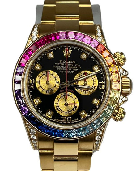 Rolex Cosmograph Daytona "Rainbow" 40MM Black Dial Yellow Gold Oyster Bracelet (116508)