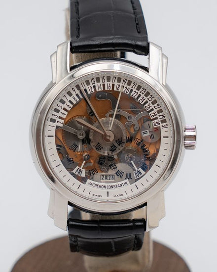 2008 Vacheron Constantin Malte Perpetual Calendar Retrograde 38.5MM Skeleton Dial Leather Strap (47032/000P-9206)