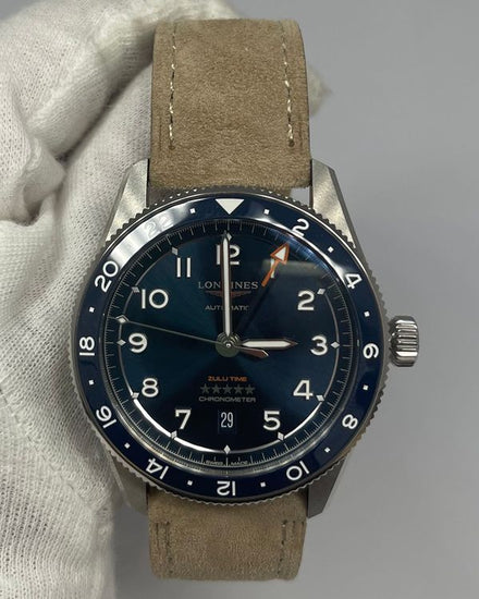 Longines Spirit Zulu Time 42MM Blue Dial Leather Strap (L3.812.4.93.2)