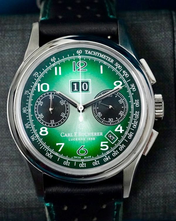 No Reserve - Carl F. Bucherer Heritage Bicompax Annual Hometown "London" L.E. 41MM Green Dial Leather Strap (00.10803.08.92.91)