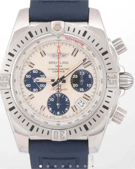 No Reserve - Breitling Chronomat 41MM White Dial Rubber Strap (AB0144)