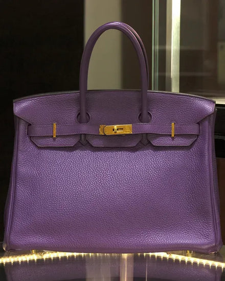 2012 Hermès Birkin 35 Retourne Tote Bag 13.8 x 11 x 7IN Clemence Leather Gold-Tone Hardware Double Top Handles (35)