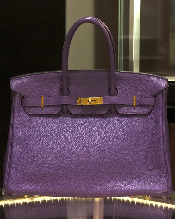 2012 Hermès Birkin 35 Retourne Tote Bag 13.8 x 11 x 7IN Clemence Leather Gold-Tone Hardware Double Top Handles (35)
