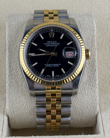 Rolex Datejust 36MM Black Dial Two-Tone Jubilee Bracelet (116233)