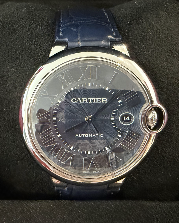 2020 Cartier Ballon Bleu 42.1MM Blue Dial Leather Strap (WSBB0025)