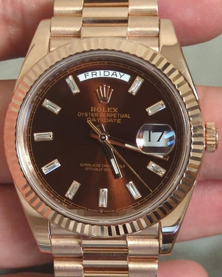 2020 Rolex Day-Date 40MM Aftermarket Chocolate Dial President Rose Gold Bracelet (228235)
