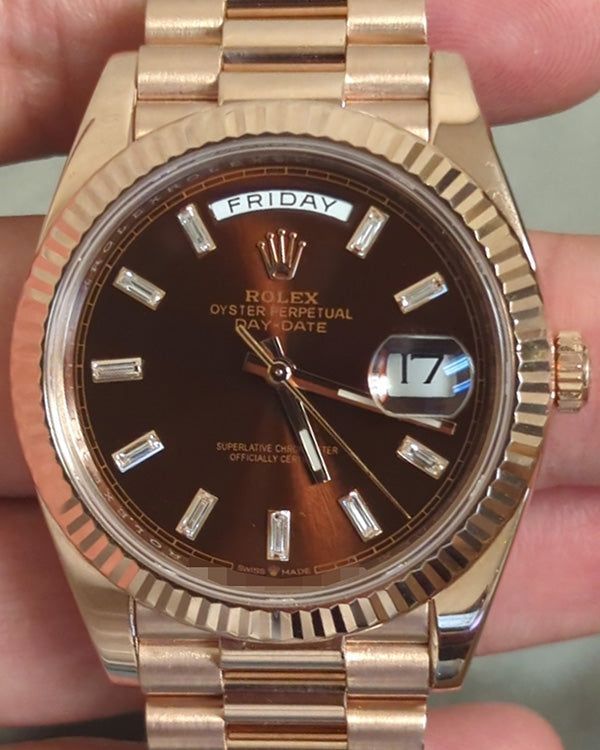 2020 Rolex Day-Date 40MM Aftermarket Chocolate Dial President Rose Gold Bracelet (228235)