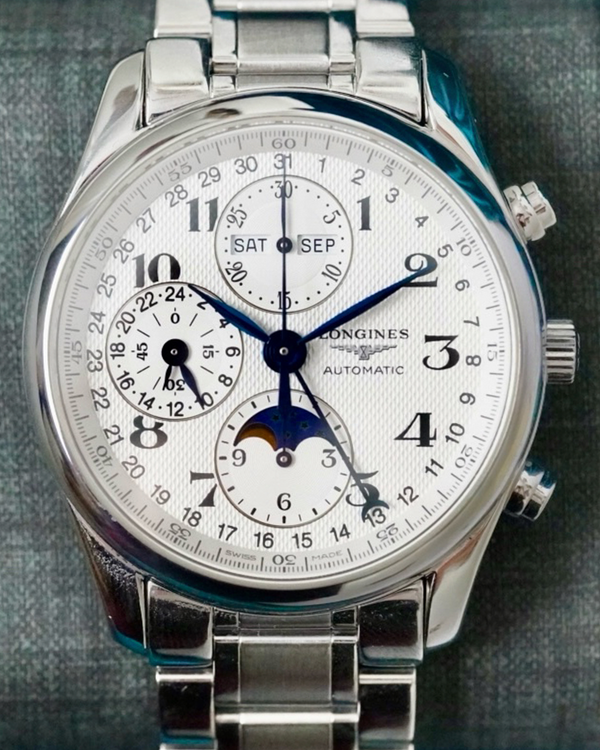 No Reserve - 2024 Longines Master Collection Moonphase Chronograph 40MM White Dial Steel Bracelet (L2.673.4.78.6)