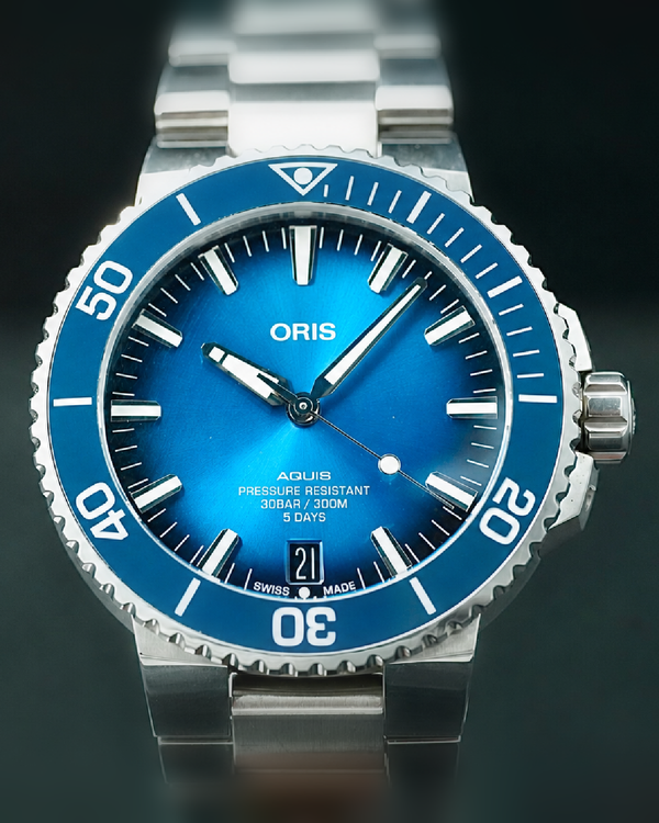 2022 Oris Aquis Date Calibre 400 43.5MM Blue Dial Steel Bracelet (01 400 7763 4135)