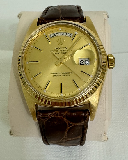 1970 Rolex Day-Date 36MM Champagne Dial Leather Strap (1803)