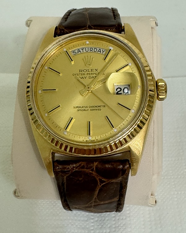 1970 Rolex Day-Date 36MM Champagne Dial Leather Strap (1803)