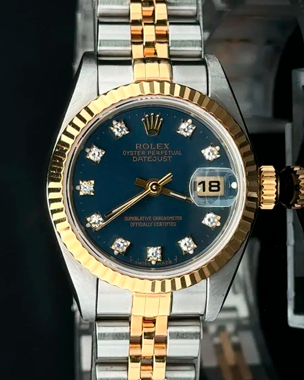 1991 Rolex Lady-Datejust 26MM Blue Dial Two-Tone Jubilee Bracelet (69173)