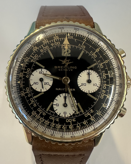 1967 Breitling Navitimer 41MM Black Dial Aftermarket Leather Strap (806)
